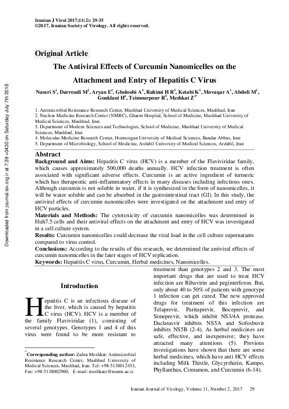 (PDF) The Antiviral Effects of Curcumin Nanomicelles on the Attachment ...