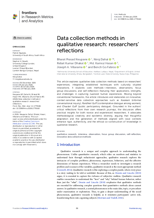 (PDF) Data collection methods in qualitative research: Researchers ...