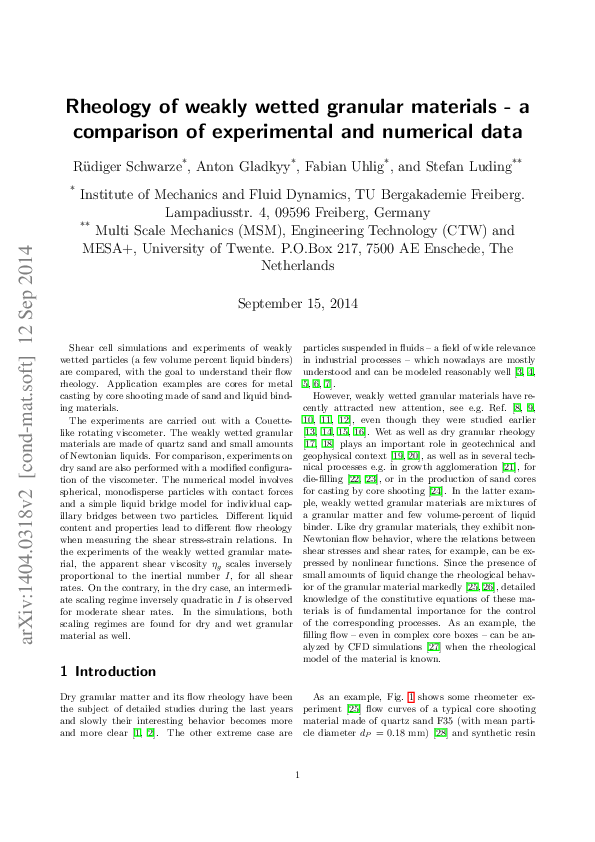 (PDF) Rheology of weakly wetted granular materials: a comparison of ...