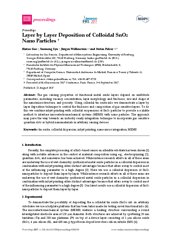 (PDF) Layer by Layer Deposition of Colloidal SnO2 Nano Particles
