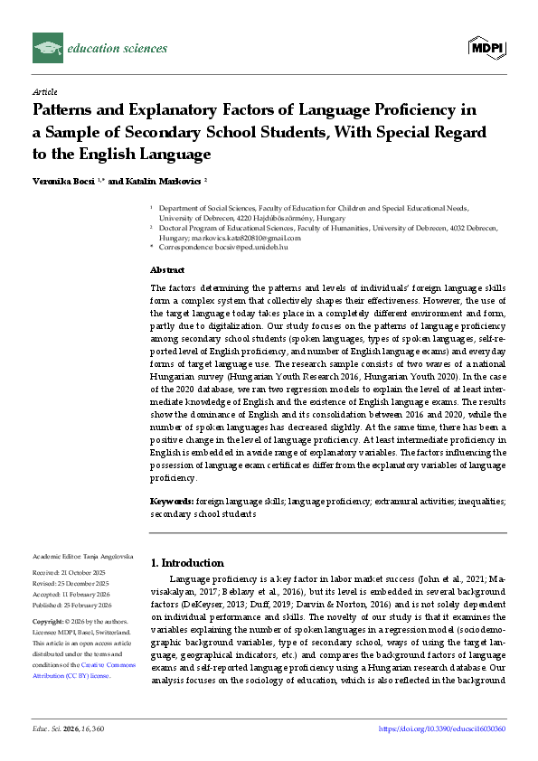 (PDF) Patterns and Explanatory Factors of Language Proficiency in a ...
