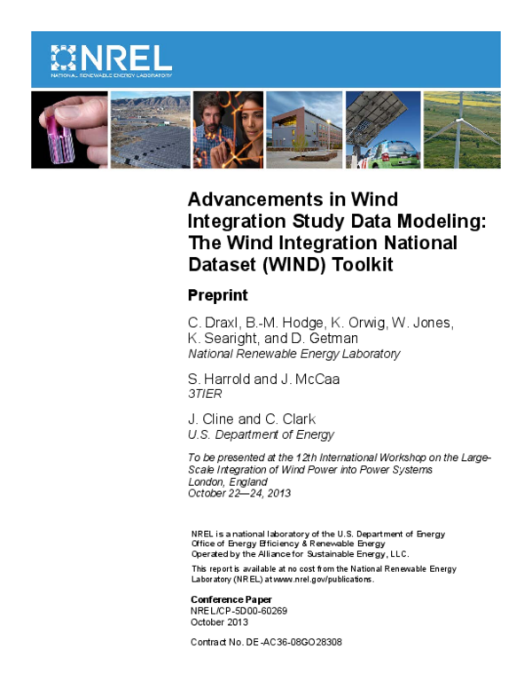 (PDF) Advancements in Wind Integration Study Data Modeling: The Wind ...