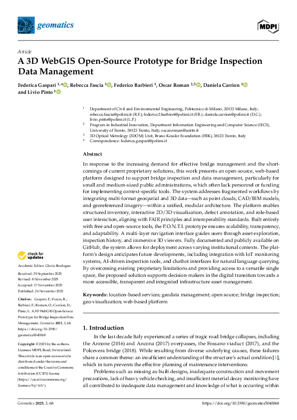 (PDF) A 3D WebGIS Open-Source Prototype for Bridge Inspection Data ...