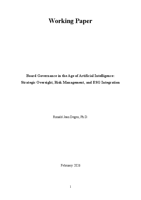 (PDF) Board Governance in the Age of Artificial Intelligence: Strategic ...