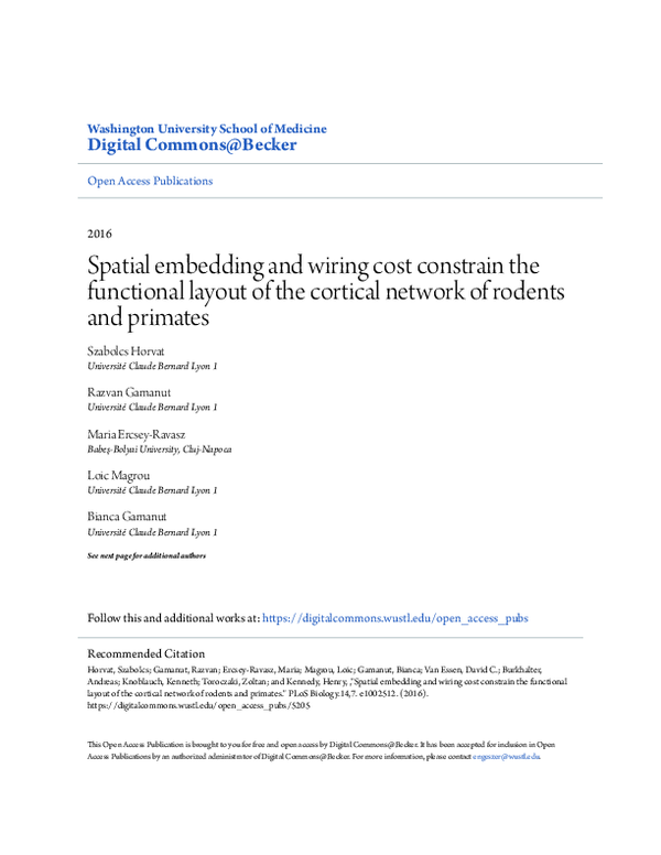 (PDF) Spatial Embedding and Wiring Cost Constrain the Functional Layout ...