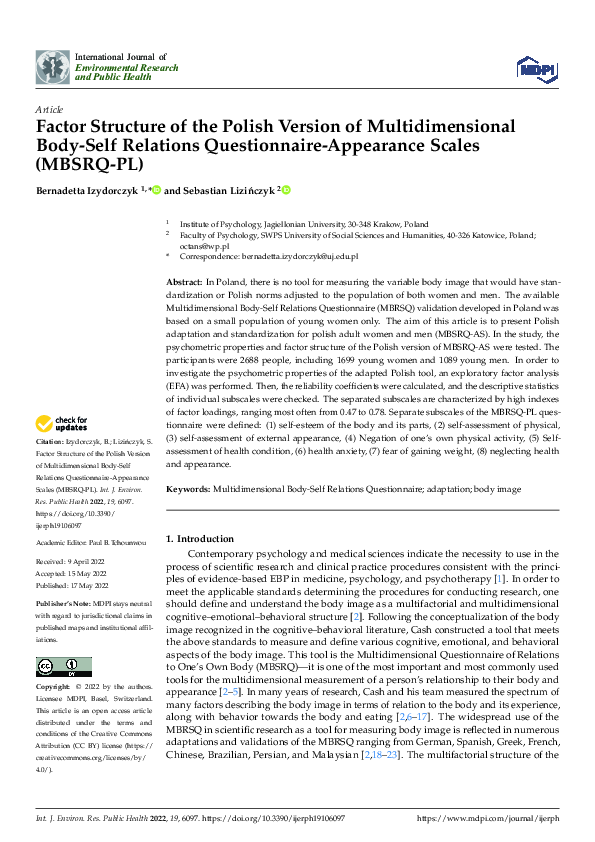 (PDF) Factor Structure of the Polish Version of Multidimensional Body ...