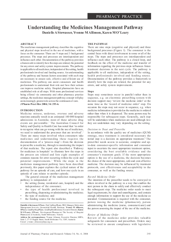 (PDF) Understanding the Medicines Management Pathway