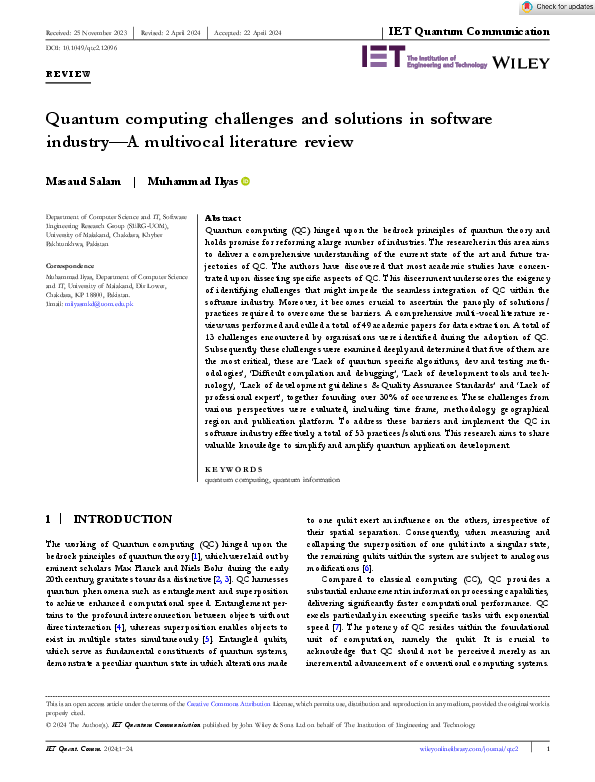 (PDF) Quantum computing challenges and solutions in software industry-A ...