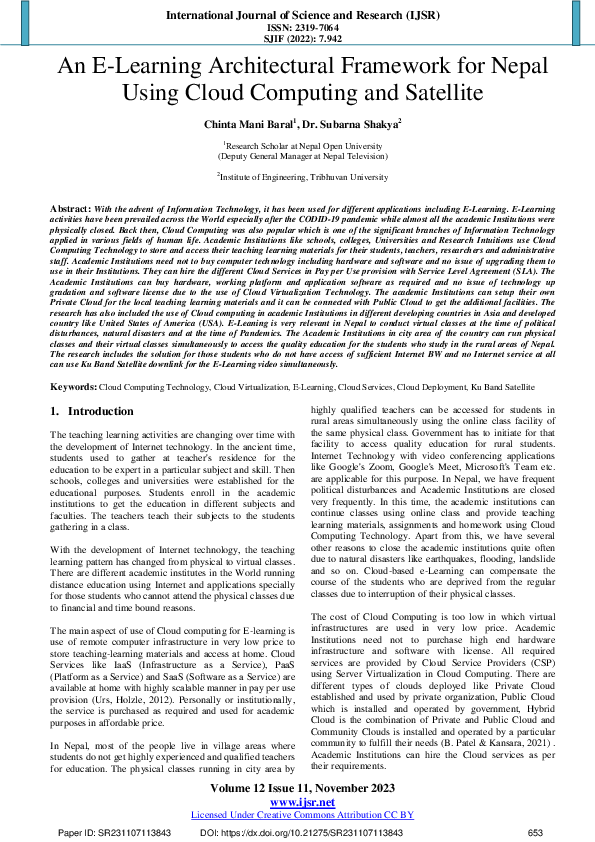 (PDF) An E-Learning Architectural Framework for Nepal Using Cloud ...