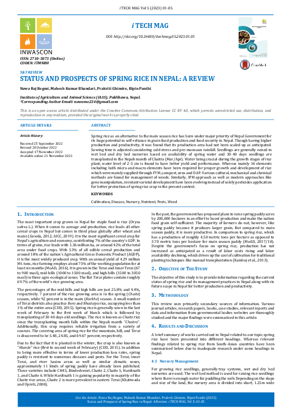 (PDF) Status and Prospects of Spring Rice in Nepal: A Review
