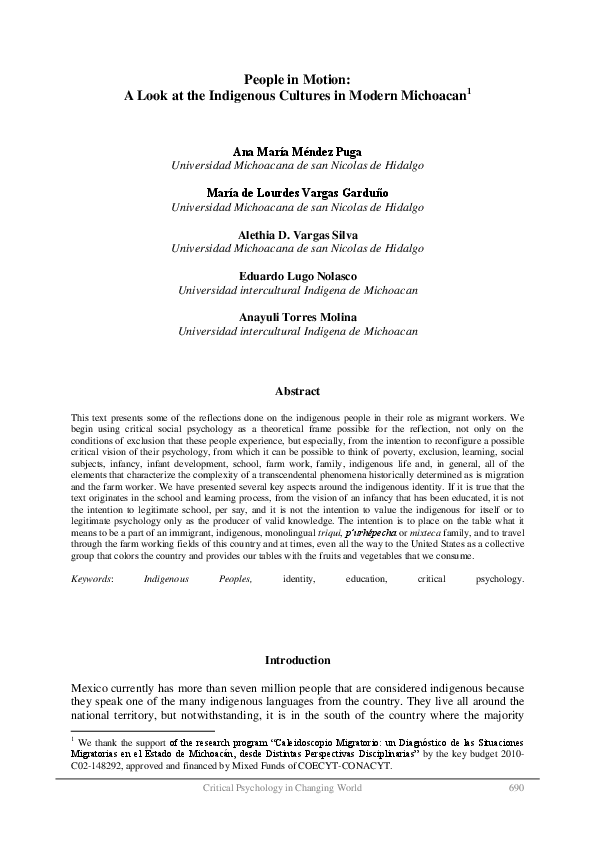 (PDF) People in Motion : A Look at the Indigenous Cultures in Modern ...