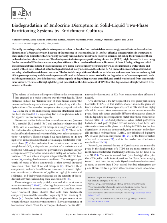 (PDF) Biodegradation of Endocrine Disruptors in Solid-Liquid Two-Phase ...