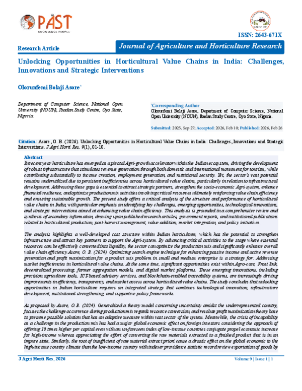 (PDF) Unlocking Opportunities in Horticultural Value Chains in India ...