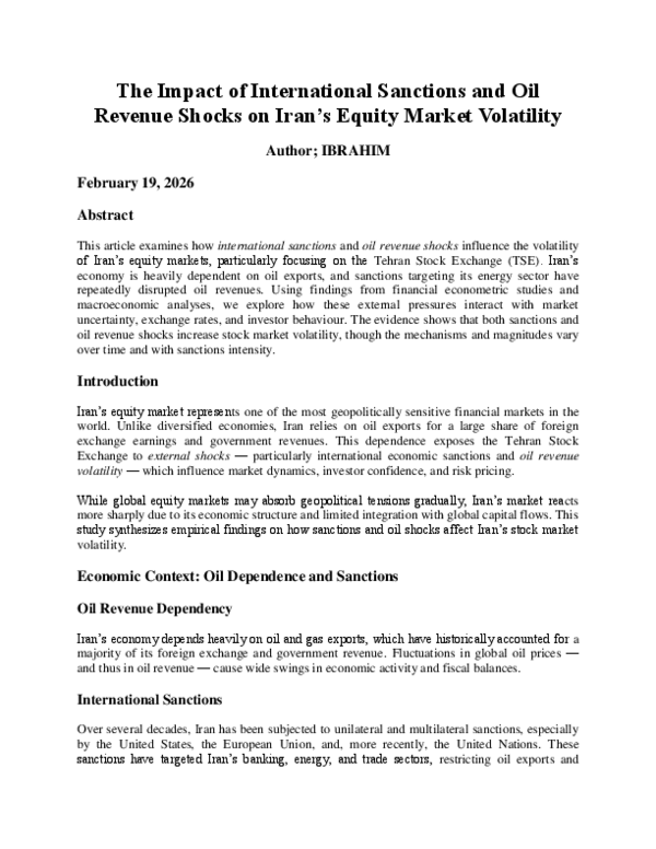 (PDF) The Impact of International Sanctions and Oil Revenue Shocks on ...