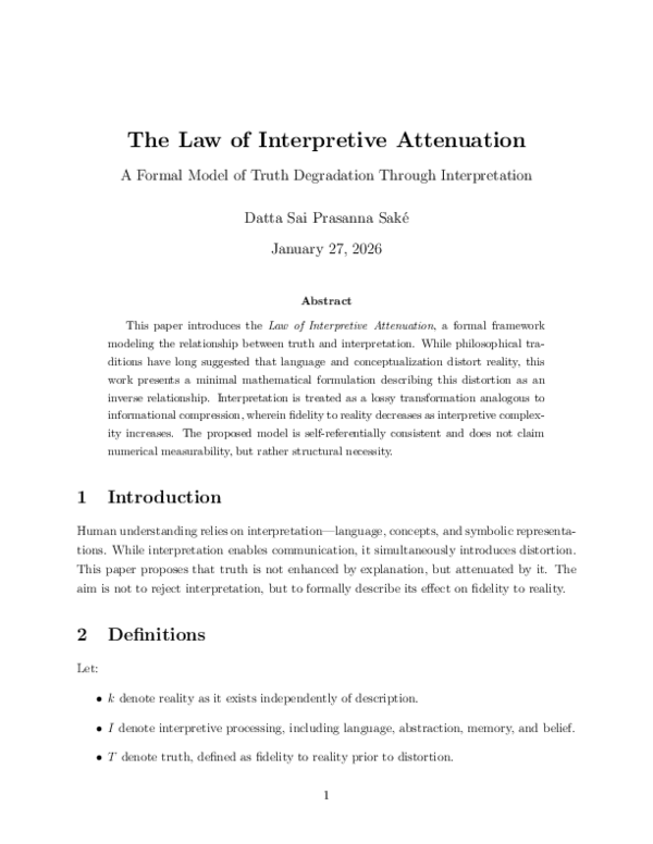 (PDF) The Law of Interpretive Attenuation A Formal Model of Truth ...