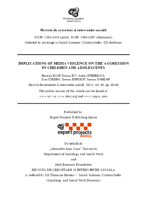 (PDF) Implications of media violence on the aggression in children and ...
