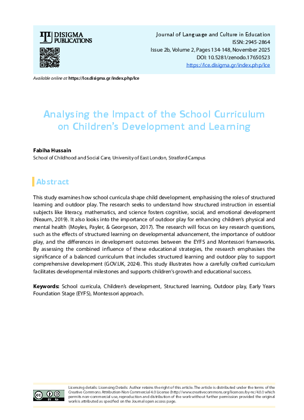 (PDF) Analysing the Impact of the School Curriculum on Children's ...