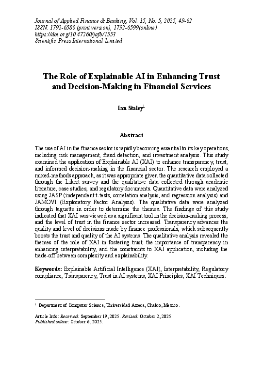 (PDF) The Role of Explainable AI in Enhancing Trust and Decision-Making ...