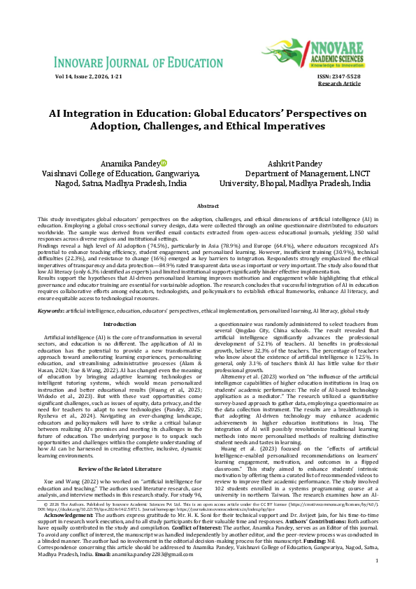 (PDF) AI Integration in Education: Global Educators' Perspectives on ...