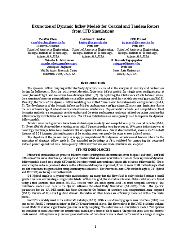 (PDF) Extraction of Dynamic Inflow Models for Coaxial and Tandem Rotors ...