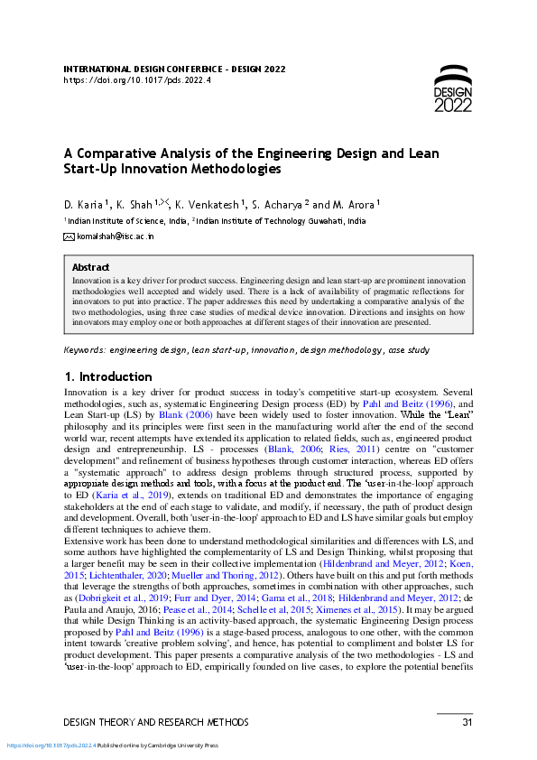 (PDF) A Comparative Analysis of the Engineering Design and Lean Start ...