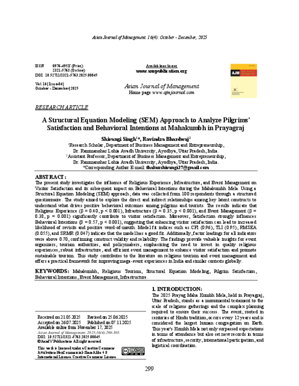 (PDF) A Structural Equation Modeling (SEM) Approach to Analyze Pilgrims ...