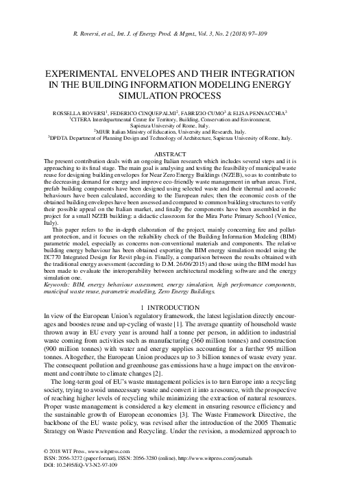 (PDF) Experimental envelopes and their integration in the Building ...