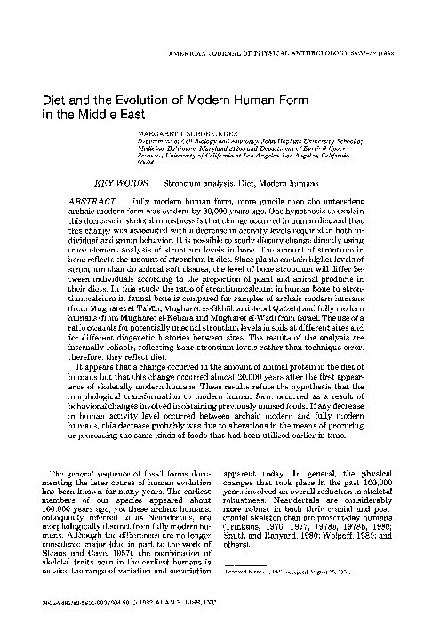 (PDF) Diet and the evolution of modern human form in the Middle East