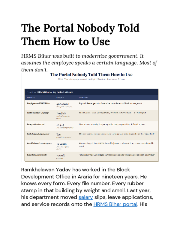 (PDF) The Portal Nobody Told Them How to Use: Language, Access, and the ...