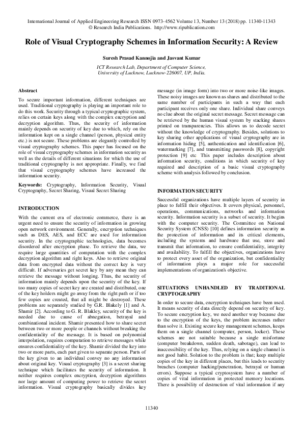 (PDF) Role of Visual Cryptography Schemes in Information Security: A Review