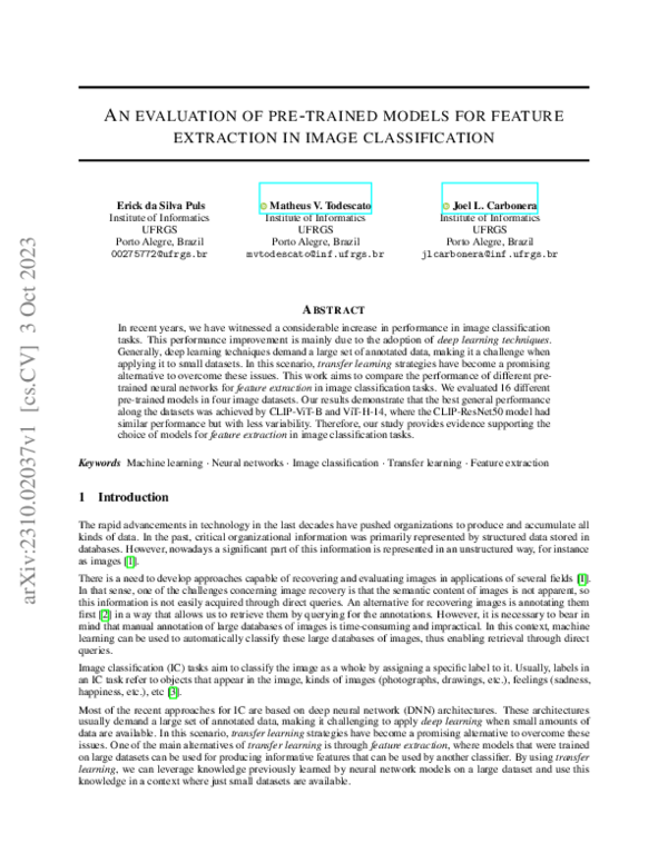 (PDF) An evaluation of pre-trained models for feature extraction in ...