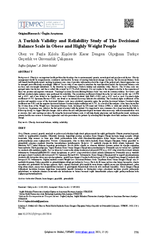 (PDF) A Turkish Validity and Reliability Study of The Decisional ...