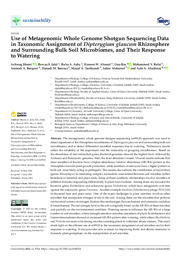 (PDF) Use of Metagenomic Whole Genome Shotgun Sequencing Data in ...