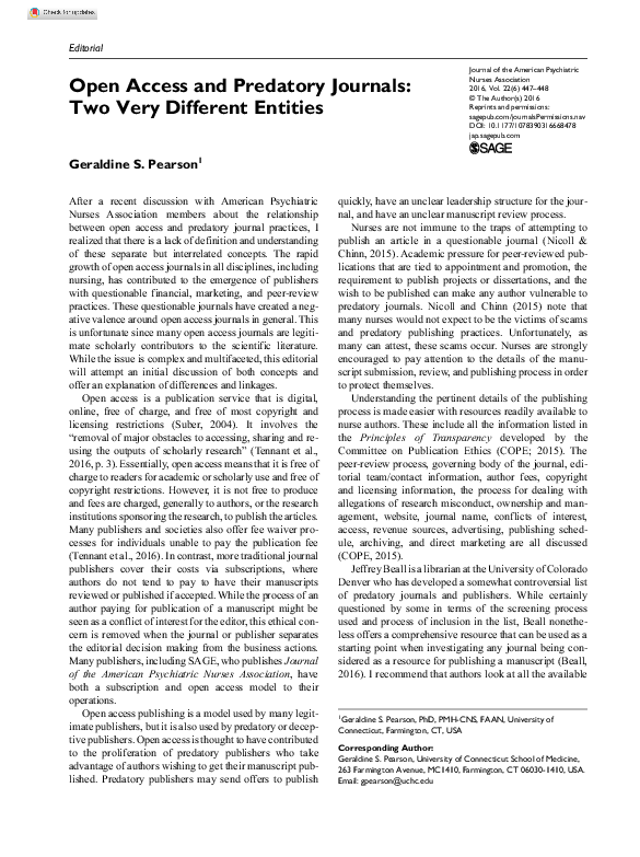 (PDF) Open Access and Predatory Journals