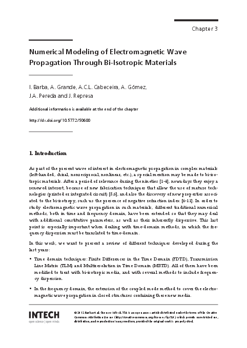 (PDF) Numerical Modeling of Electromagnetic Wave Propagation Through Bi ...