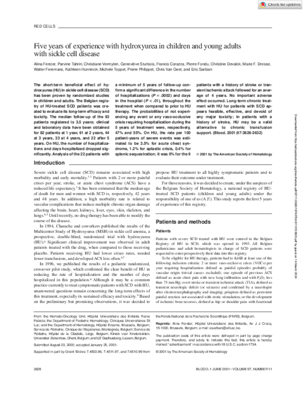 (PDF) Five years of experience with hydroxyurea in children and young ...