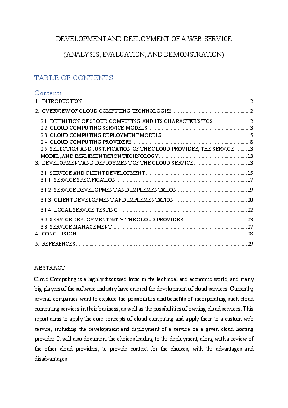 (PDF) Development and Deployment of a Web Service: Analysis, Evaluation ...