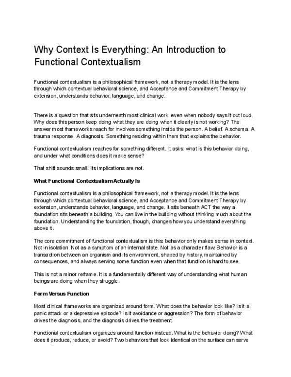 (PDF) Why Context Is Everything: An Introduction to Functional ...