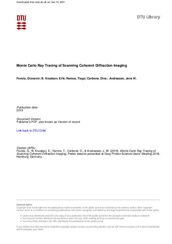 (PDF) Monte Carlo Ray Tracing of Scanning Coherent Diffraction Imaging