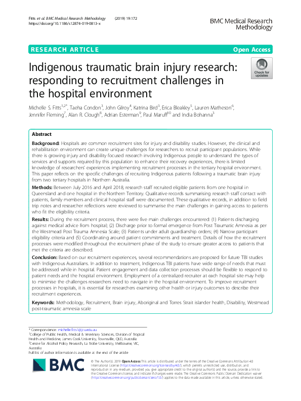 (PDF) Indigenous traumatic brain injury research: responding to ...