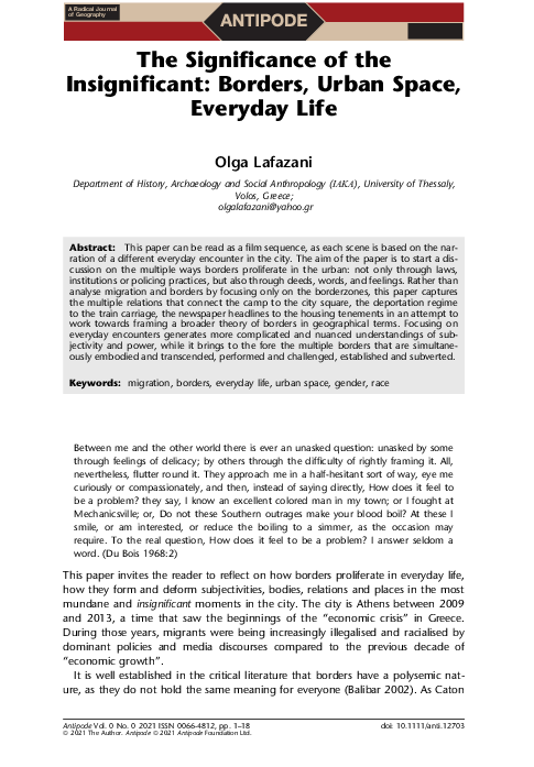 (PDF) The Significance of the Insignificant: Borders, Urban Space ...