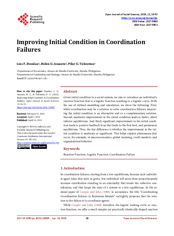 (PDF) Improving Initial Condition in Coordination Failures