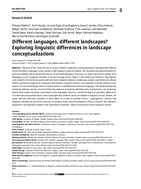 (PDF) Different languages, different landscapes? Exploring linguistic ...