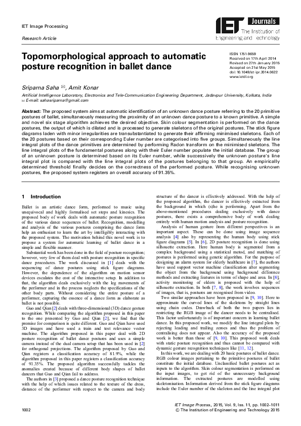 (PDF) Topomorphological approach to automatic posture recognition in ...