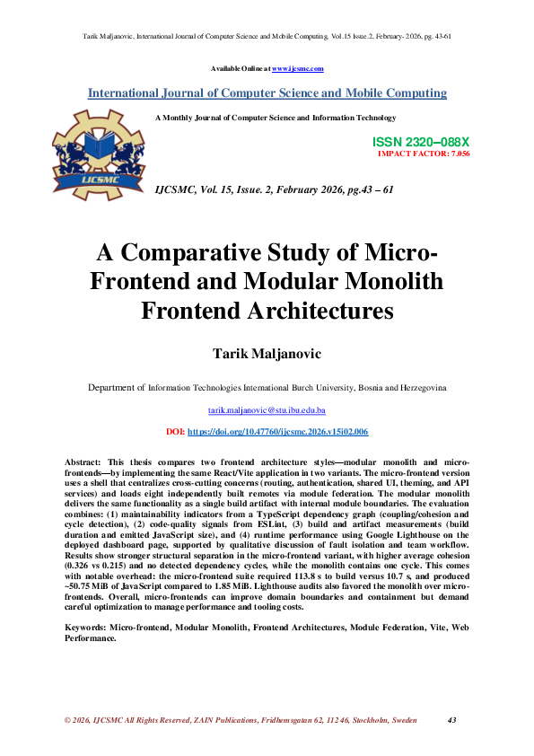 (PDF) A Comparative Study of Micro-Frontend and Modular Monolith ...
