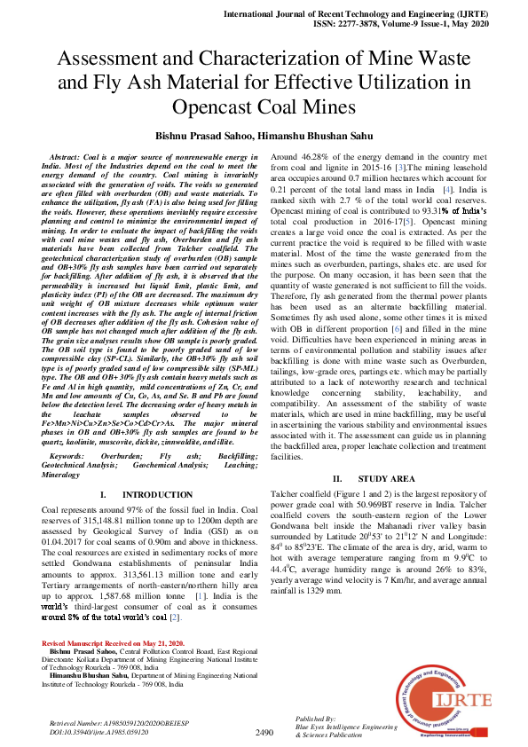 (PDF) Assessment and Characterization of Mine Waste and Fly Ash ...