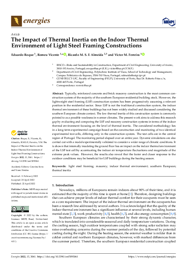 (PDF) The Impact of Thermal Inertia on the Indoor Thermal Environment ...