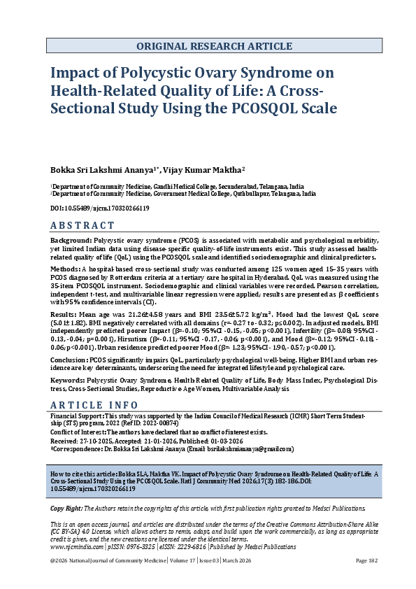 (PDF) Impact of Polycystic Ovary Syndrome on Health-Related Quality of ...