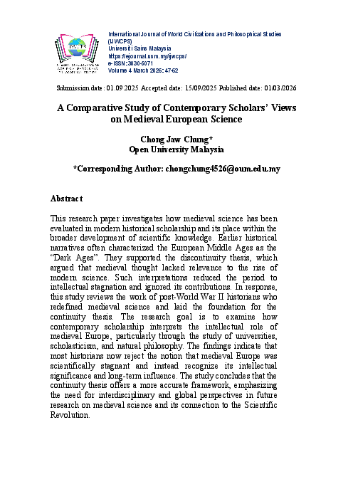 (PDF) A Comparative Study of Contemporary Scholars' Views on Medieval ...
