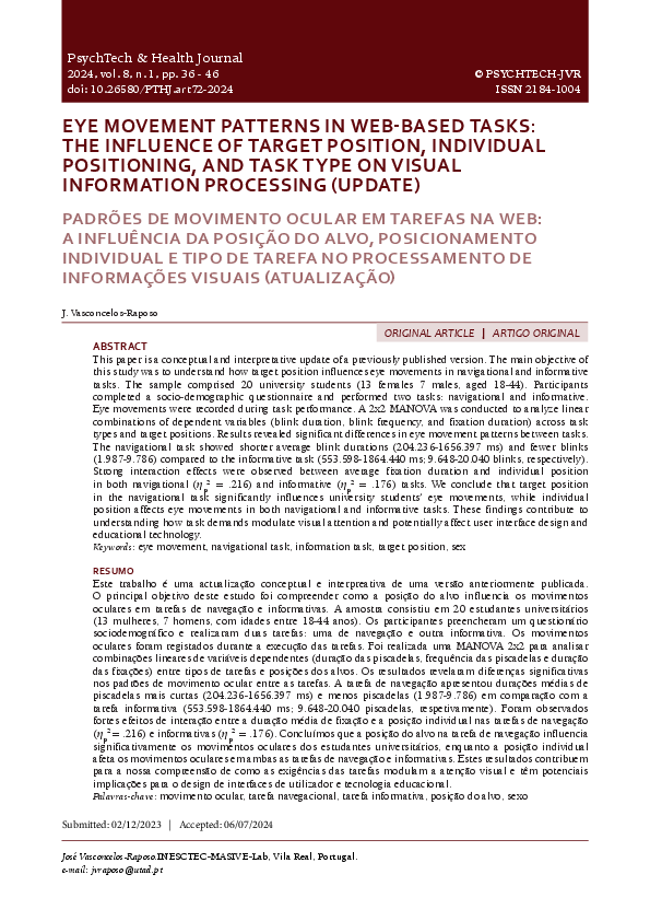 (PDF) EYE MOVEMENT PATTERNS IN WEB BASED TASKS